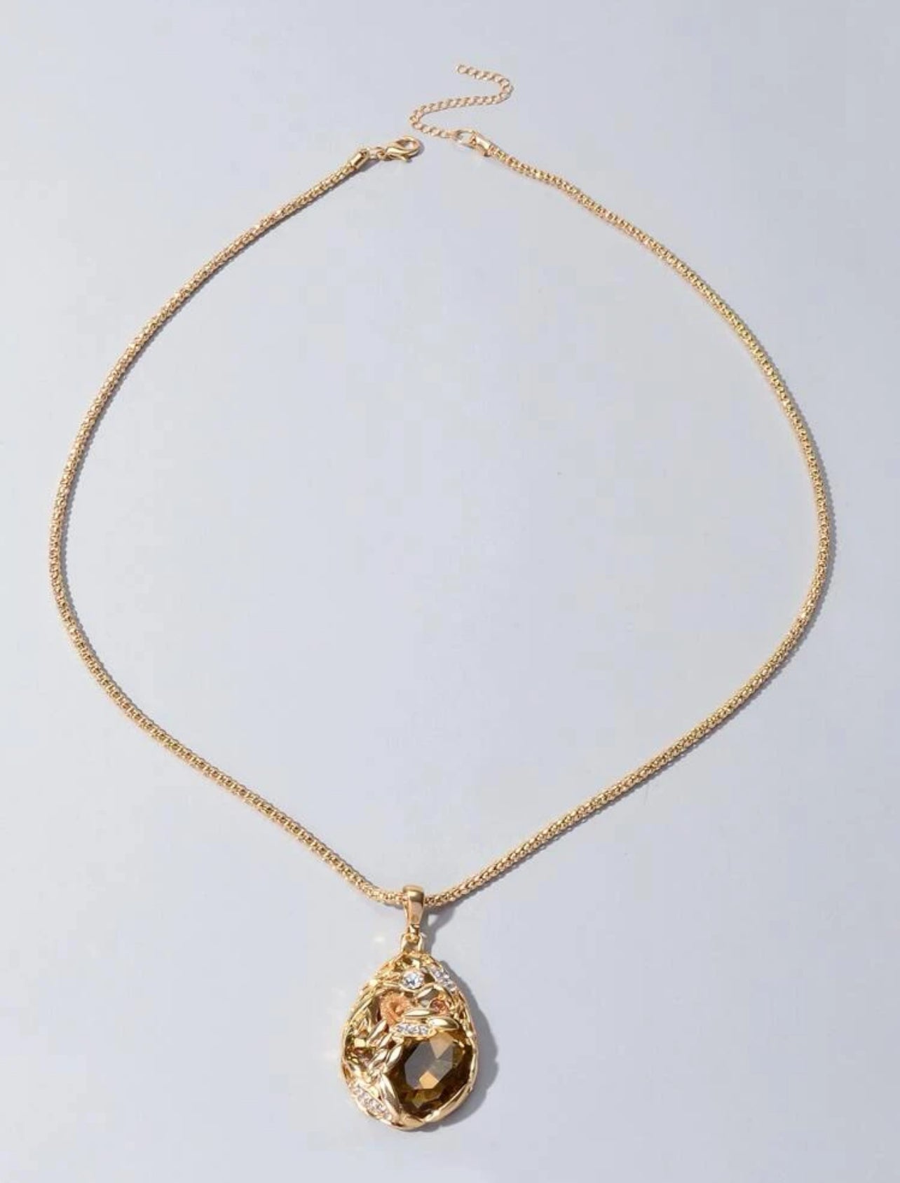 Water Drop Shape Pendant Necklace Inlaid Colorful Zircon Elegant Neck Jewelry