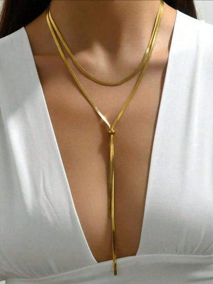 Gold Plated Stainless Steel Y-Necklace for Women