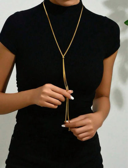 Gold Plated Stainless Steel Y-Necklace for Women