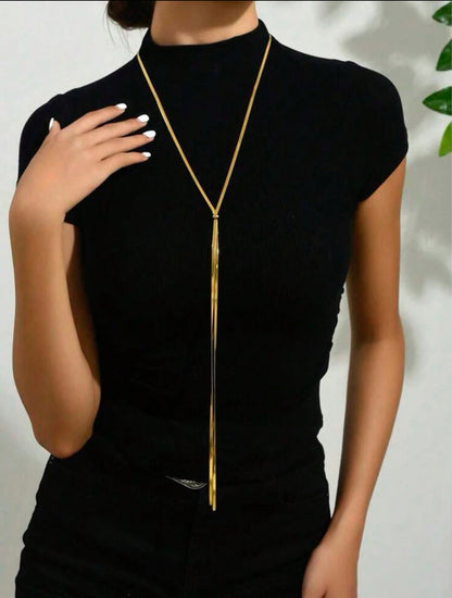 Gold Plated Stainless Steel Y-Necklace for Women