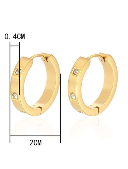 1pair Exquisite Stainless Steel Cubic Zirconia Decor Hoop Earrings For Women For Daily Decoration