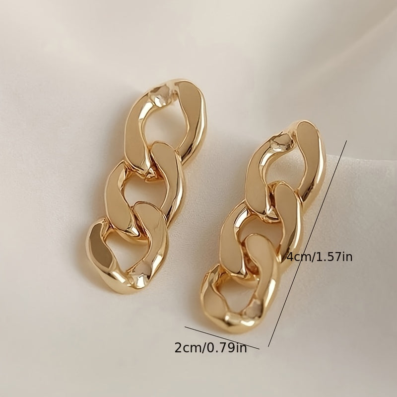 Chunky Chain Drop Earrings 18K Plated Alloy Dangle Earrings For Women & Girls