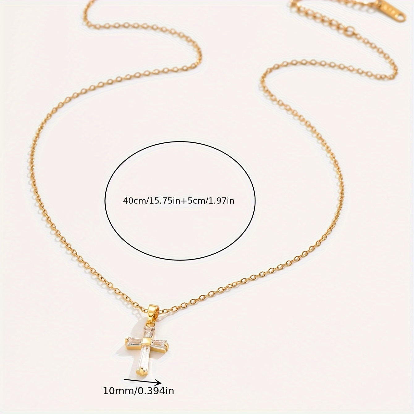 Golden Stainless Steel Cross Pendant Necklace, Retro Fashion Necklace