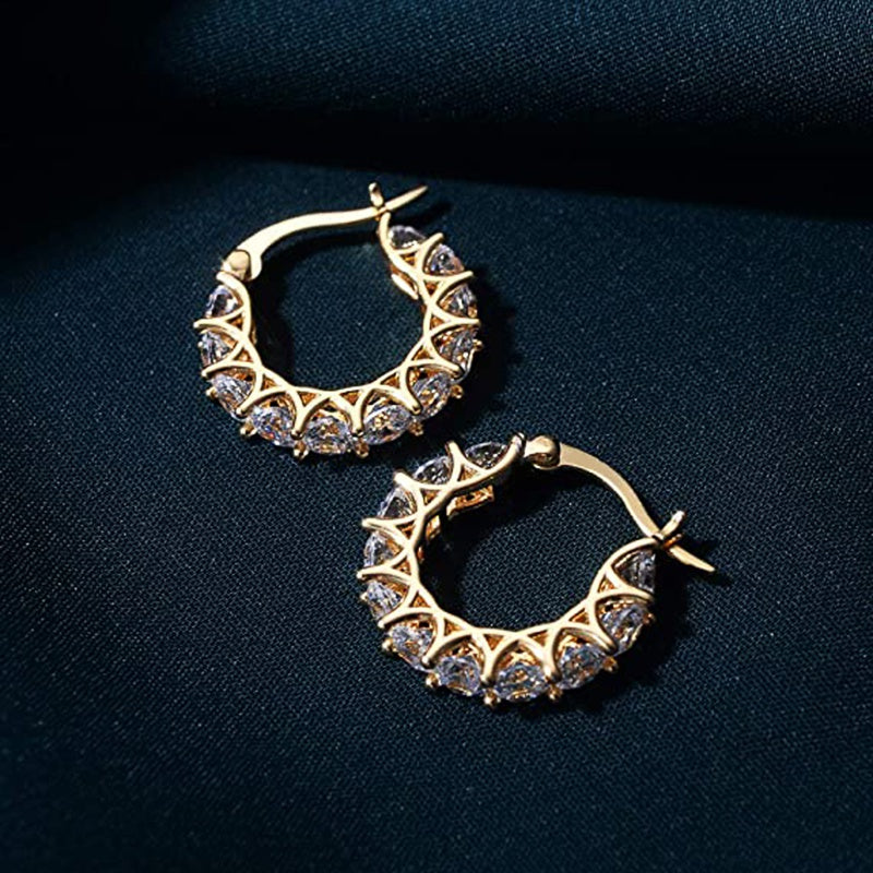 Gold Exquisite Zircon Hoop Earrings
