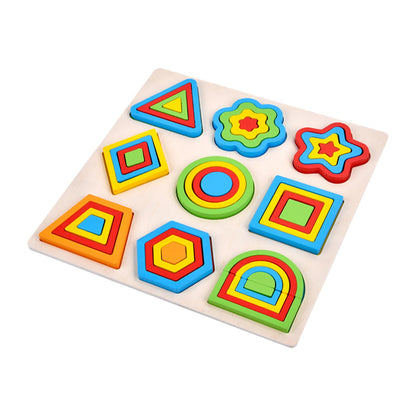 1 Set Geometric Shape Matching wooden puzzles puzzles shape learning puzzle wooden geometric shapes