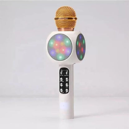 Wireless 4 in 1 Bluetooth Karaoke Microphone, Handheld Portable Speaker Machine, Home KTV Player with Record Function(Rose Gold- White)