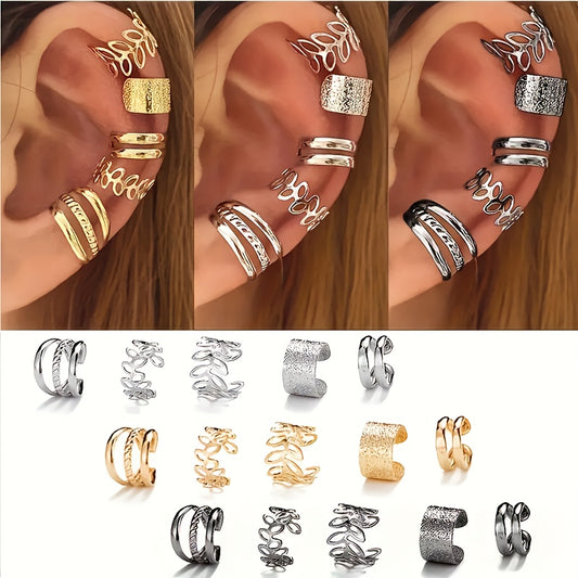 Leaf 5pcs Cutout Ear Clips Fitting One Ear