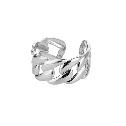 1pc Retro Hip Hop Stainless Steel Ring With Shape Of Chain, Couple Ring, Opening Adjustable Ring