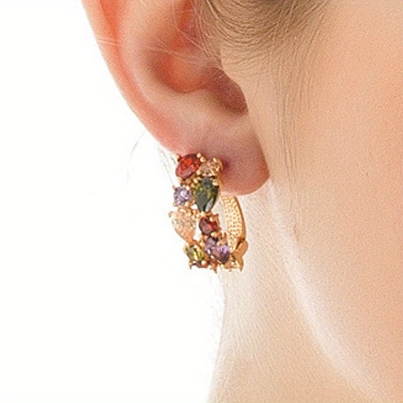 Elegant Leverback Earrings Paved Shining Zirconia