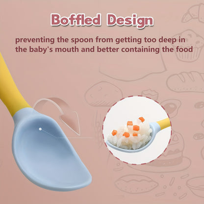 1 Yellow set Toddler Utensils , Baby Spoon And Fork Set For Self-feeding