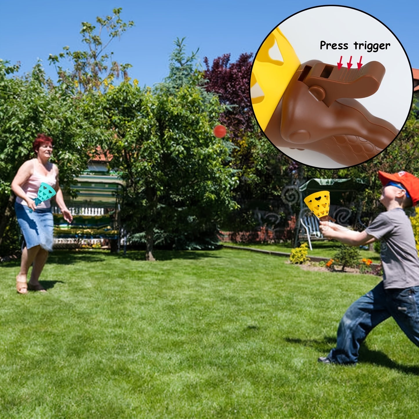 Outdoor Indoor Game Activities For Kids And Families, Pop-pass-catch Games, With 2 Catch Launcher Baskets And 6 Balls, Yard Games