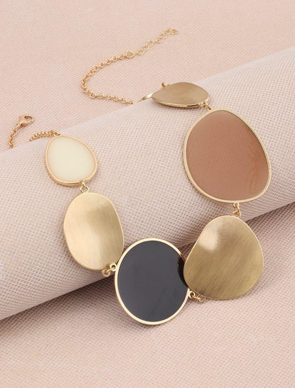 1pc Fashionable simple style Round Disc Smooth Surface Women's Necklace