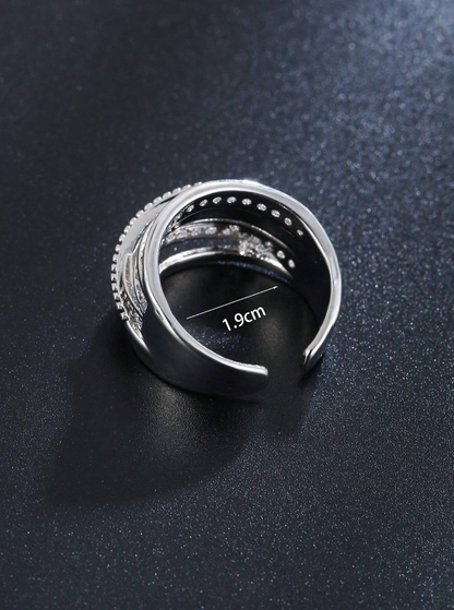 1pc Bridal Retro Hollow Out Cross Design Zirconia Ring