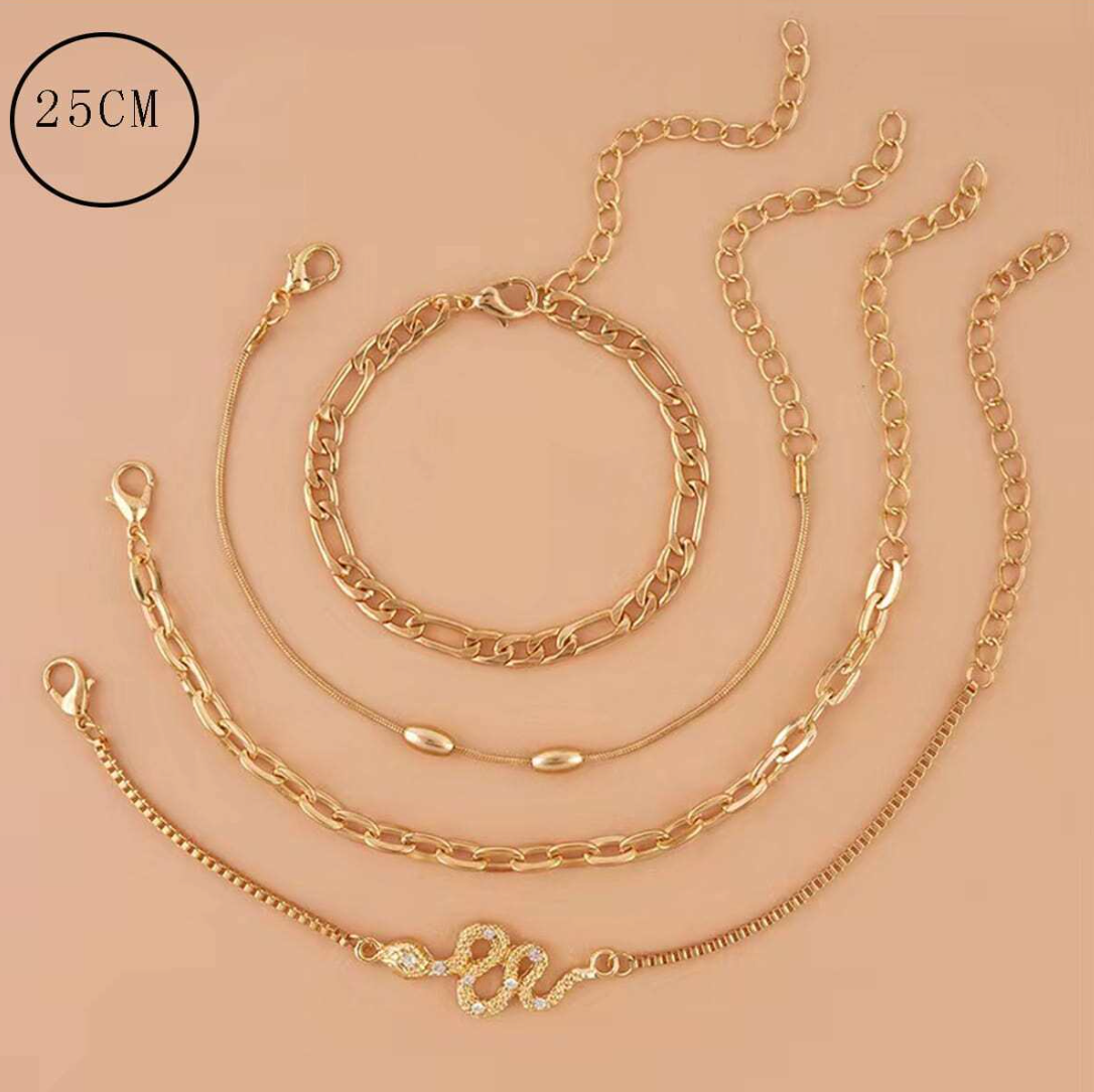 4pcs Chic Rhinestone Bracelets Trendy Chain