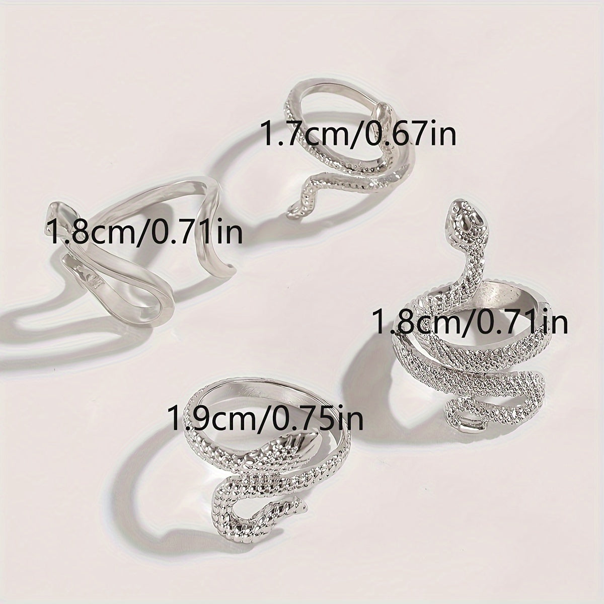 4pcs Vintage Stacking Rings Retro Snake Design Suitable For Women