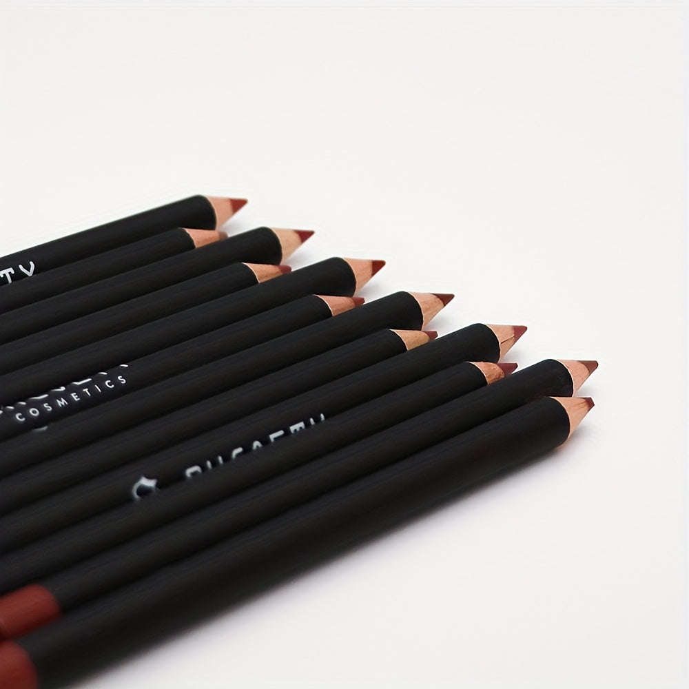 12 Color Matte Lipstick Pen Lip Liner Set