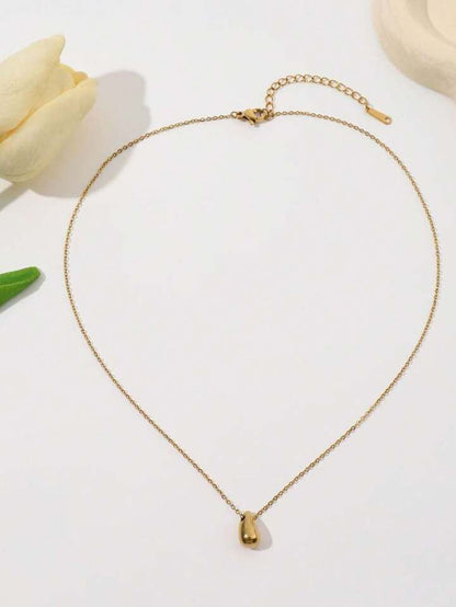 Niche Design Double Layer Water Drop Beaded Stainless Steel Necklace