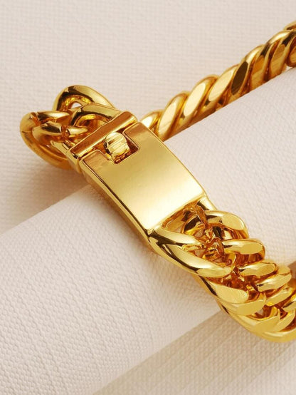 1pc Fashion 18K Gold-Plated Flat Minimalist Chain Bracelet