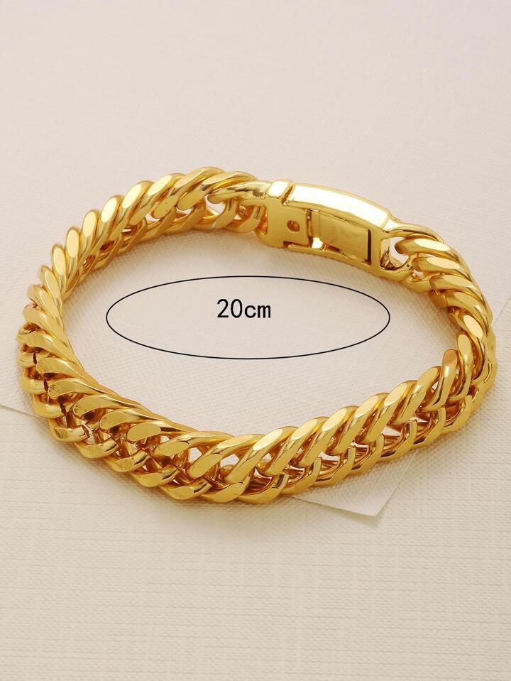 1pc Fashion 18K Gold-Plated Flat Minimalist Chain Bracelet