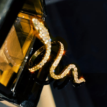 1pc Chic Wrap Ring Trendy Snake Design Paved Shining Rhinestone- Silver