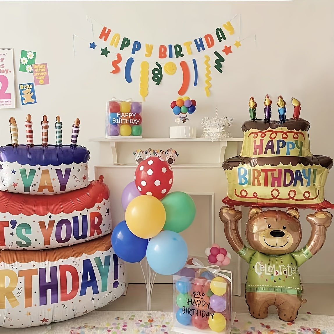 1pc, Holder Cake Bear Aluminum Film Balloon Birthday Party