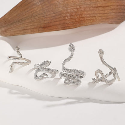 4pcs Vintage Stacking Rings Retro Snake Design Suitable For Women
