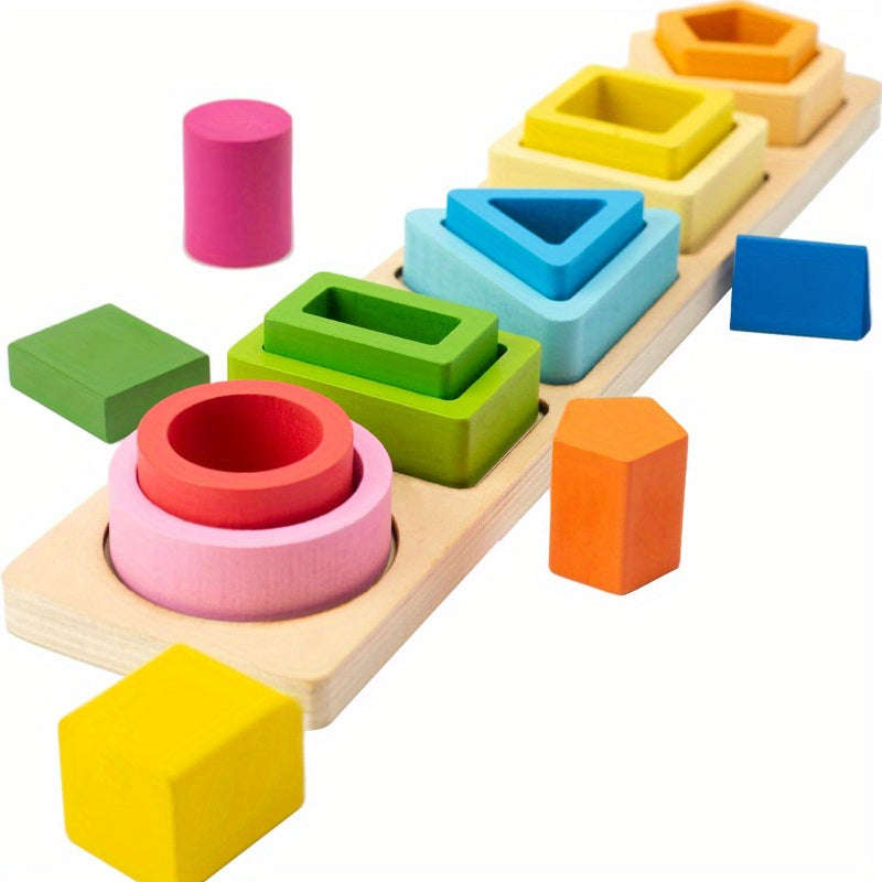 Montessori Toys Wooden Sorting & Stacking Toys For Baby Toddlers Educational Shape Color Sorter
