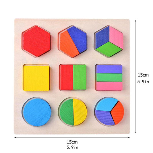 3D Wooden Puzzle Geometric Shapes - Montessori Toys