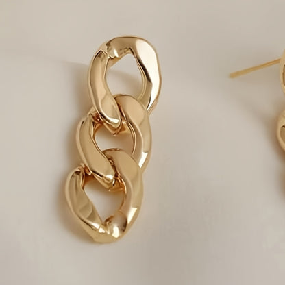 Chunky Chain Drop Earrings 18K Plated Alloy Dangle Earrings For Women & Girls