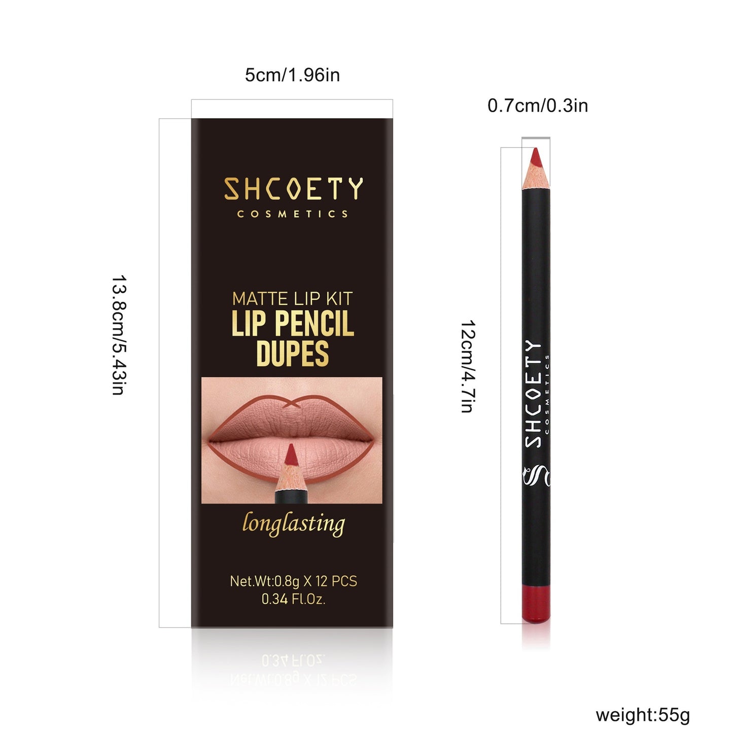 12 Color Matte Lipstick Pen Lip Liner Set