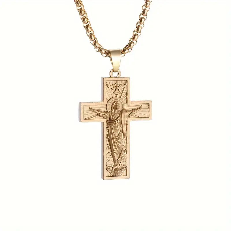 1pc Fashion Retro Exquisite Cross Pendant Necklace, Jewelry For Men And Women