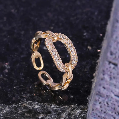 Fashion Chain Hoop Zirconia Ring