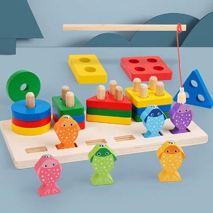 Wooden Sorting and Stacking Toy Puzzle, Educational Montessori Toys for 3 Year Old