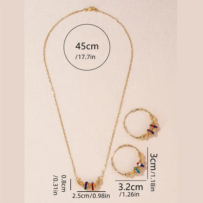 Elegant and Charming 3-Piece Gold-Tone Jewelry Set with Synthetic Gemstones