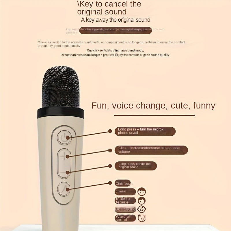 K1 Mini Karaoke Machine with 1 Wireless Microphones, Portable Bluetooth Speaker