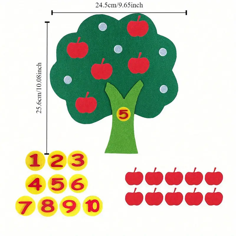 Montessori Educational Toy Cloth Apple Tree Math Toy
