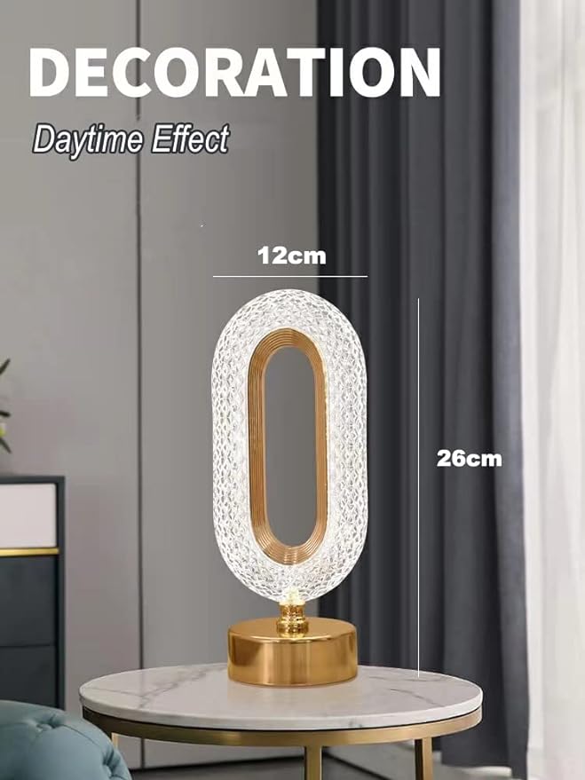 Crystal Night Light, Crystal Table Lamp Dimming Bedside Light with USB Charging, Portable Acrylic Transparent LED