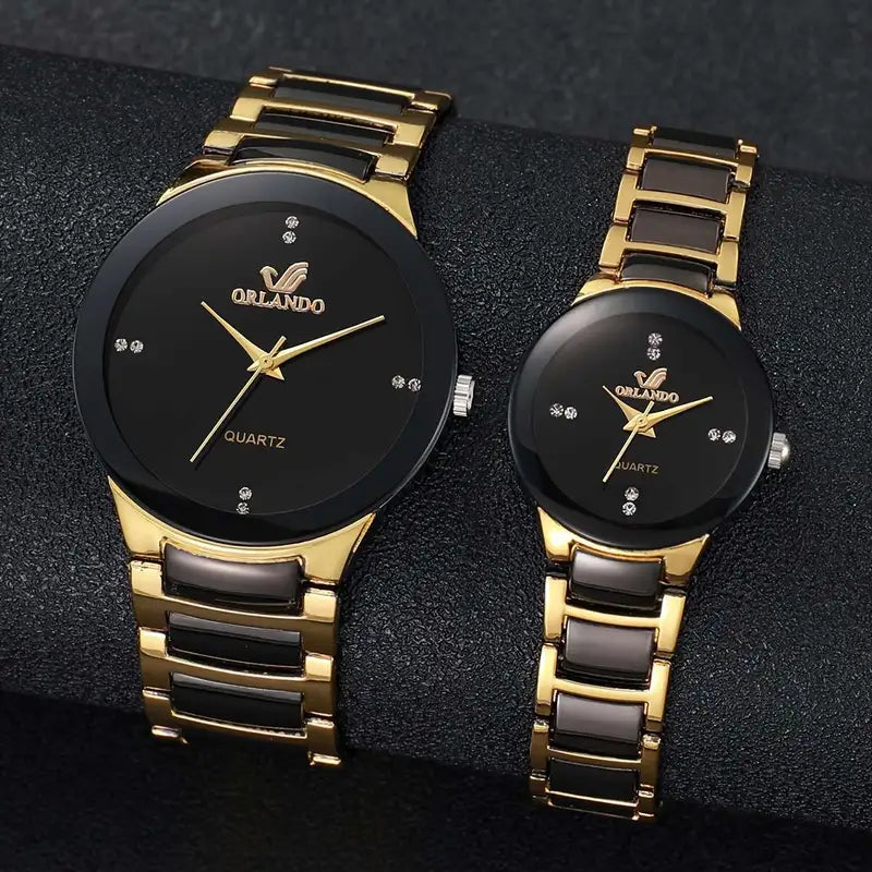 2pcs/set Fashionable Quartz Couples Watch Set