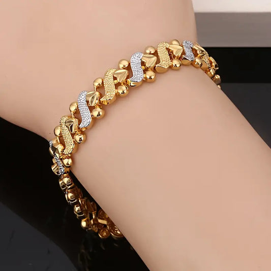 Bohemian Elegant Style Women's Romantic Heart Bracelet, 24k Gold Plated