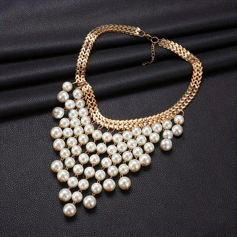 Fashion Pop Jewelry Luxury Tassel Pearl Necklace Pearl Jewelry Women's Necklace
