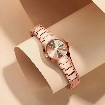 Luxury Rhinestone Quartz Watch for Women - Elegant Round Pointer Analog Wrist Watch