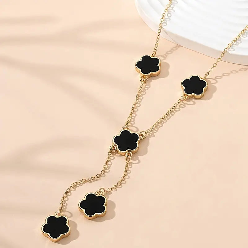 Chic Y Shape Necklace Trendy Lucky Flower Design Multi Colors For U To Choose Match