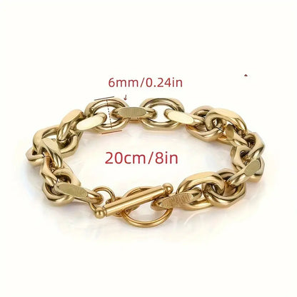 Stylish Men'S Titanium Steel Ot Buckle Chain Bracelet - Fashion-Forward, Unplated Bracelets