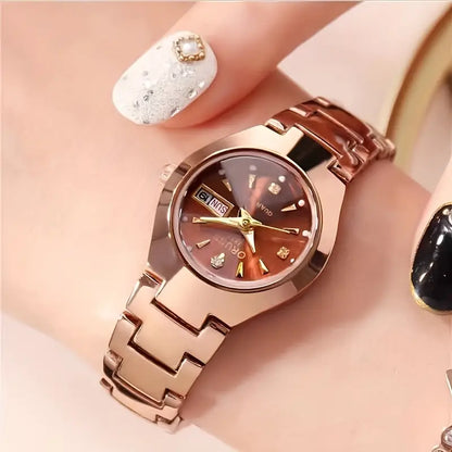 Luxury Rhinestone Quartz Watch for Women - Elegant Round Pointer Analog Wrist Watch