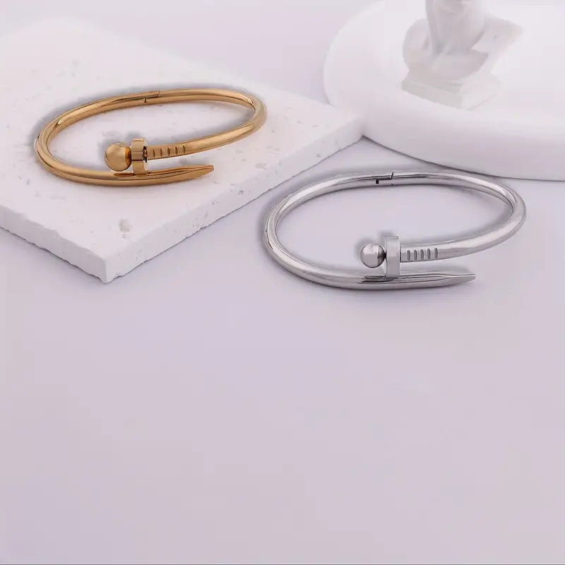 Stainless Steel Nail Ball Shaped Bangle Bracelet For Men And Women