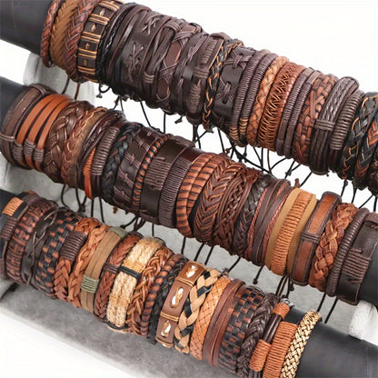 10pcs Mixed Leather Bracelets For Men And Women, Assorted Varieties