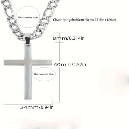 Stainless Steel Men's Cross Necklace