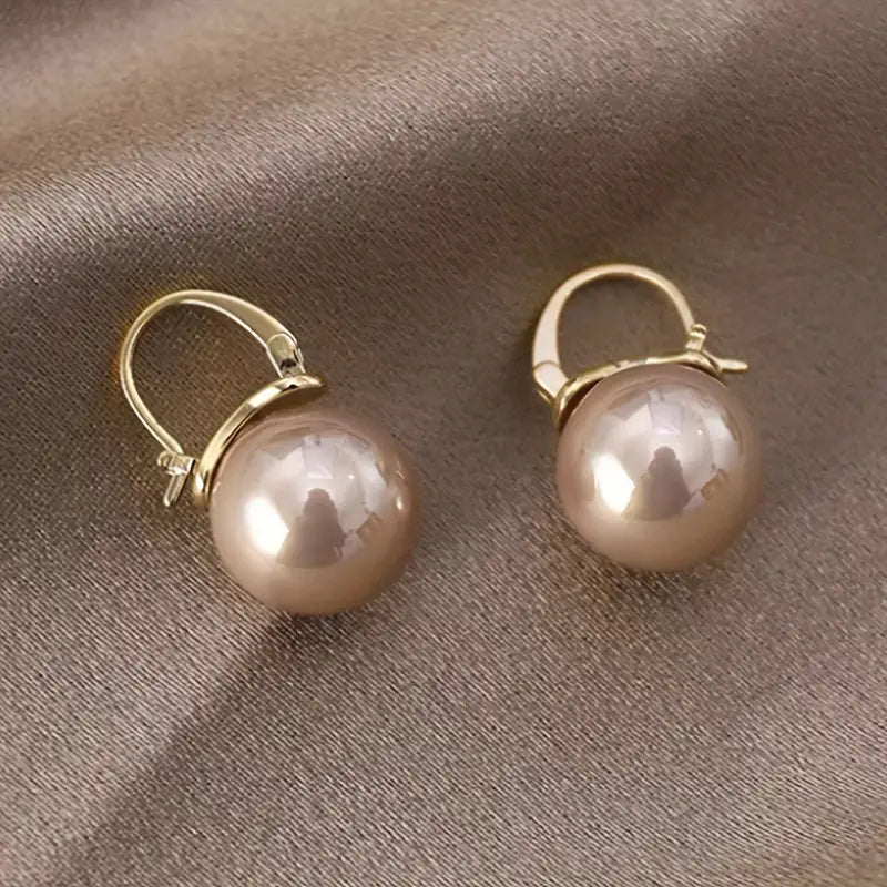 Exquisite Vintage Pearl Pendant Hoop Earrings - Zinc Alloy Jewelry with Imitation Pearls