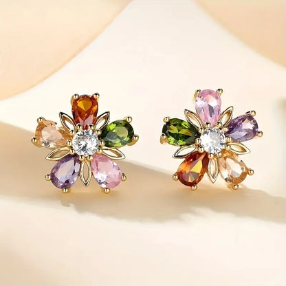 3pcs Adorable Colorful Flower Necklace/Earrings/Set, Cute Jewelry