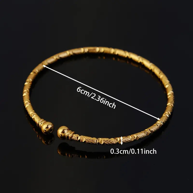 6pcs Luxury 18K Golden Plated Iron Bracelet Set, Classic Middle Eastern Double Headed Beads Design
